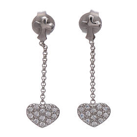 AMEN pendant earrings with zirconate hearts in 925 sterling silver