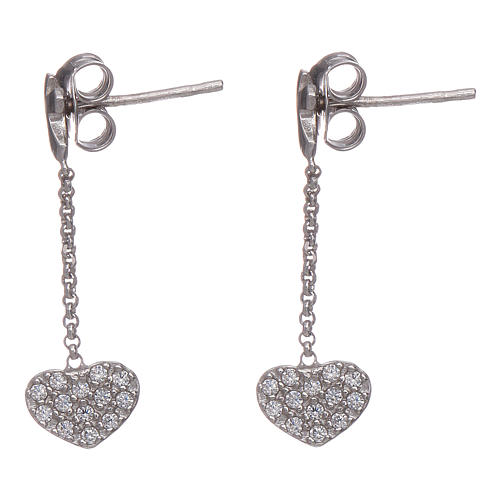 AMEN pendant earrings with zirconate hearts in 925 sterling silver 2