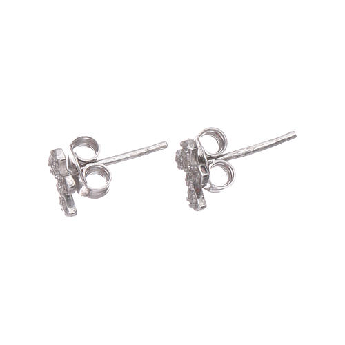 Boucles oreilles au lobe croix de zircons blancs argent 925 AMEN 2