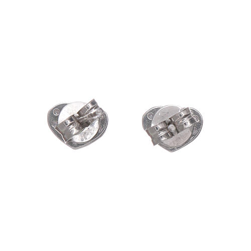 AMEN lobe earrings heart shaped in 925 sterling silver and white zircons 3