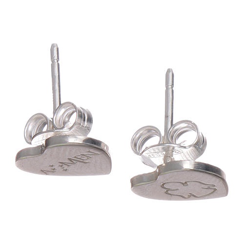 AMEN lobe earrings heart shaped in 925 sterling silver finished in rhodium 2
