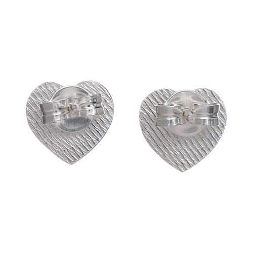 AMEN lobe earrings heart shaped in 925 sterling silver finished in rhodium 3