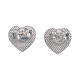 AMEN lobe earrings heart shaped in 925 sterling silver finished in rhodium s3