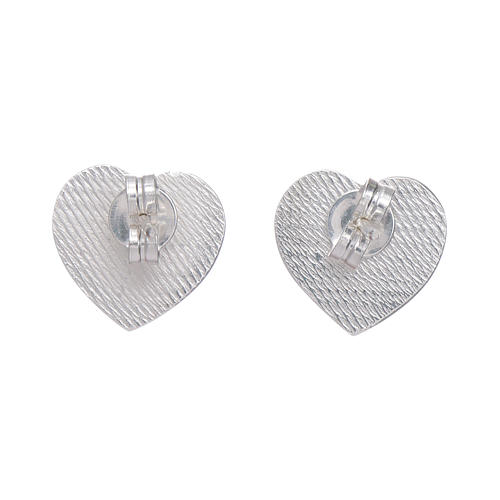 AMEN earrings heart shaped with angel incision in 925 sterling silver 3