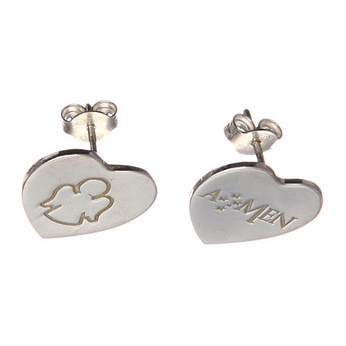 AMEN earrings in 925 silver with angel, heart-shaped 2