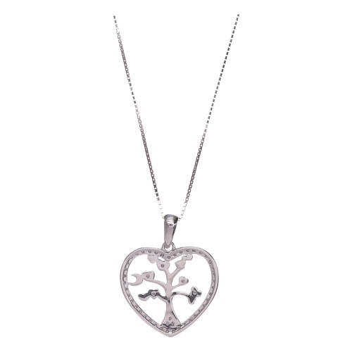 Amen necklace with heart in 925 sterling silver with white zircons 2