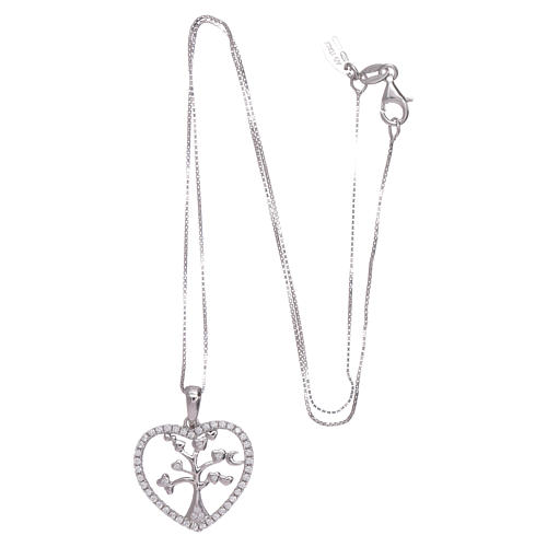 Amen necklace with heart in 925 sterling silver with white zircons 3