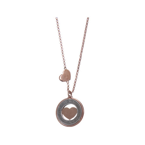 AMEN necklace in 925 sterling silver finished in rosè with medal with writings small model 1