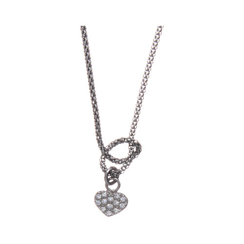 AMEN necklace in 925 sterling silver finished in rhodium with a zirconate heart 1