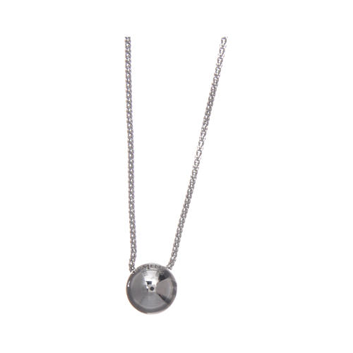 AMEN necklace in 925 sterling silver finished in rhodium with a zirconate sphere 2