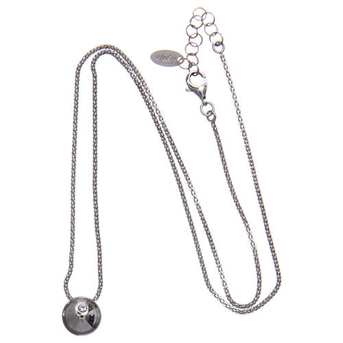 AMEN necklace in 925 sterling silver finished in rhodium with a zirconate sphere 3