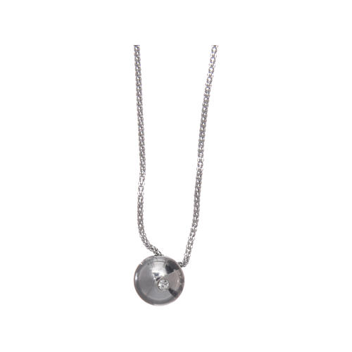 AMEN necklace in 925 sterling silver finished in rhodium with a zirconate sphere 1
