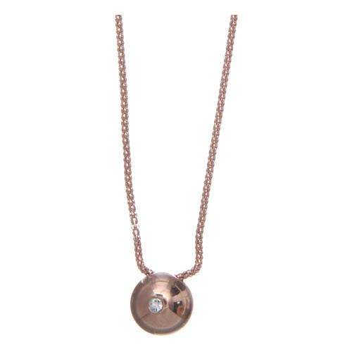 AMEN necklace in 925 sterling silver finished in rosè with a zirconate sphere 1