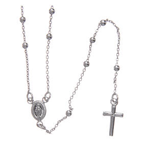 Collar rosario clásico de bronce rodiado AMEN