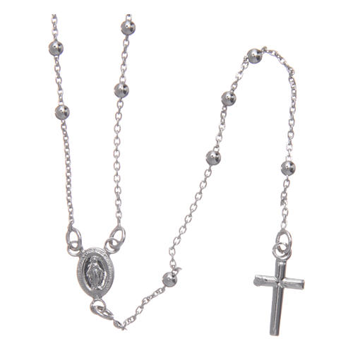 Collar rosario clásico de bronce rodiado AMEN 1