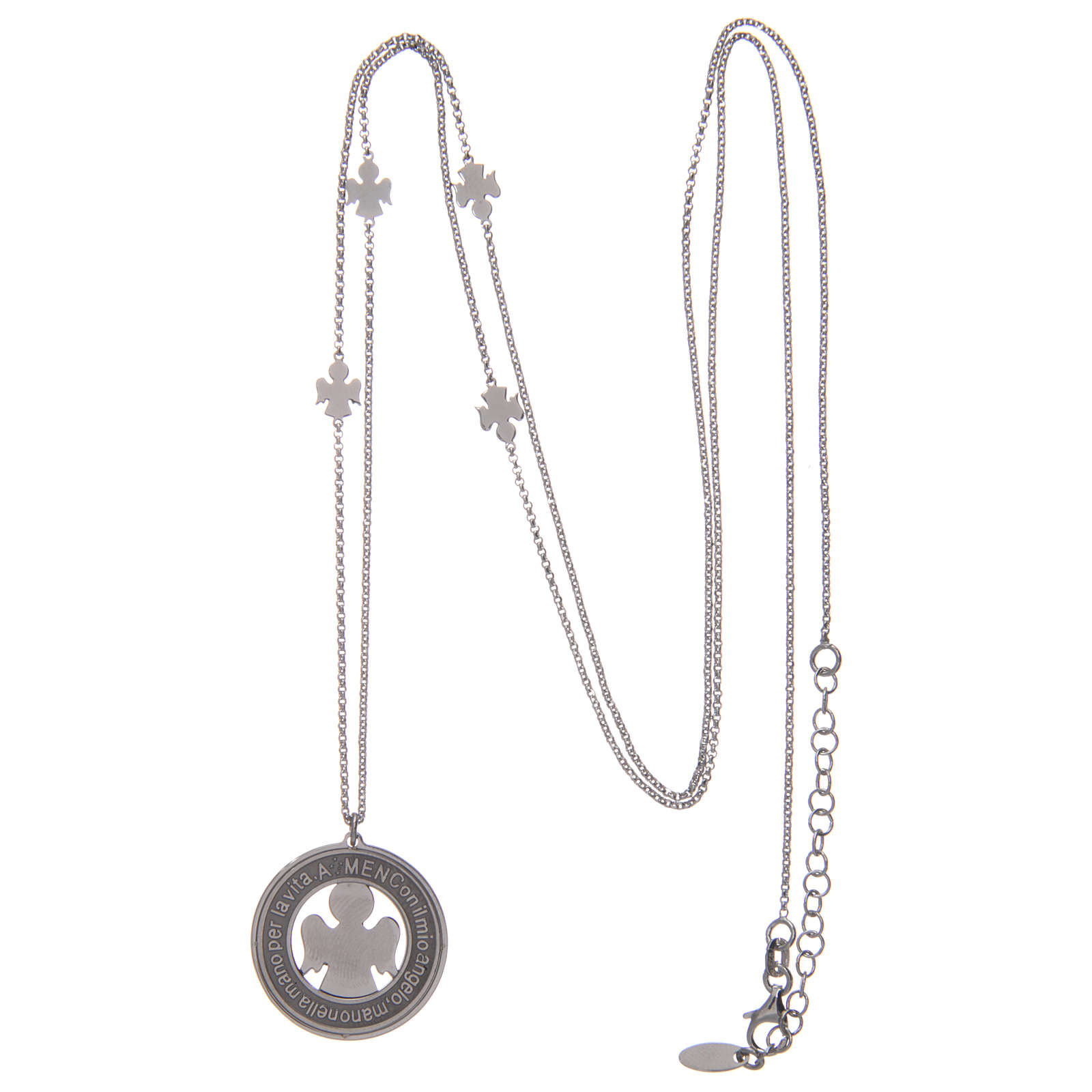 Collier Argent 925 Amen Rhodie Avec Medaille Mots Et Grand Vente En Ligne Sur Holyart