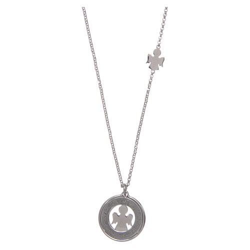 AMEN 925 sterling silver necklace finished in rhodium with angels medal small model 2
