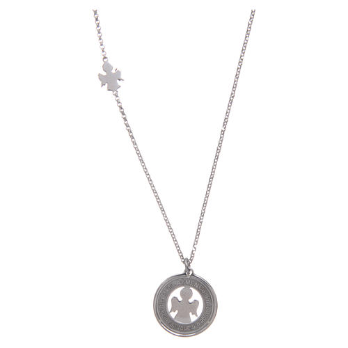 Collier AMEN argent 925 rhodié avec médaille dédicace Anges petite 1