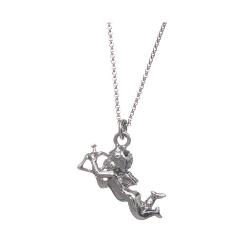 AMEN necklace in 925 sterling silver finished in rhodium with Angel Cupid 1