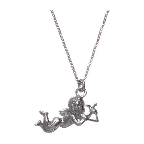 AMEN necklace in 925 sterling silver finished in rhodium with Angel Cupid 2