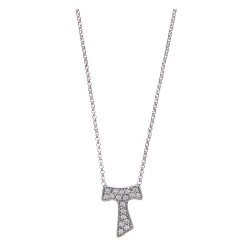 AMEN necklace in 925 sterling silver with Tau zirconate cross 1