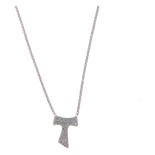 AMEN necklace in 925 sterling silver with Tau zirconate cross 2
