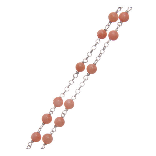 AMEN classic rosary necklace in 925 sterling silver finished in rhodium with bamboo coral grains 3