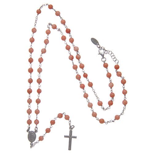 Collana rosario classico AMEN Arg 925 rodiata con grani corallo bambù 4