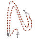 Collana rosario classico AMEN Arg 925 rodiata con grani corallo bambù s4
