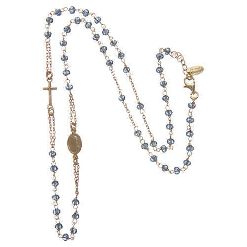 Collar rosario gargantilla AMEN Plata 925 oro con granos cristales azules 3