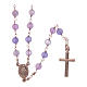 AMEN classic rosary necklace in 925 sterling silver finished in rosè with lilac jade grains s1