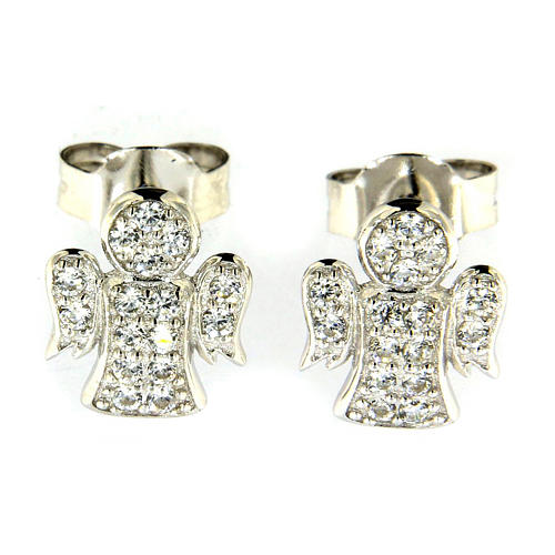 AMEN earrings in 925 sterling silver finished in rhodium with zircons 1