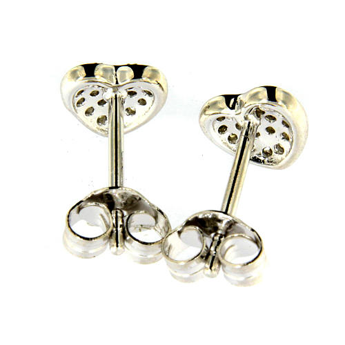 AMEN earrings in 925 sterling silver finished in rhodium with zirconate hearts 2