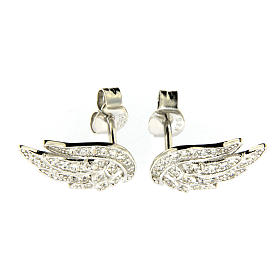 AMEN earrings in 925 sterling silver finished in rhodium with zirconate wings