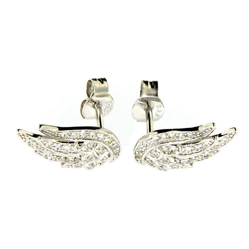 AMEN earrings in 925 sterling silver finished in rhodium with zirconate wings 1
