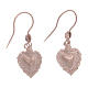 925 sterling silver earrings with rosè votive drilled heart 1,5 cm s1