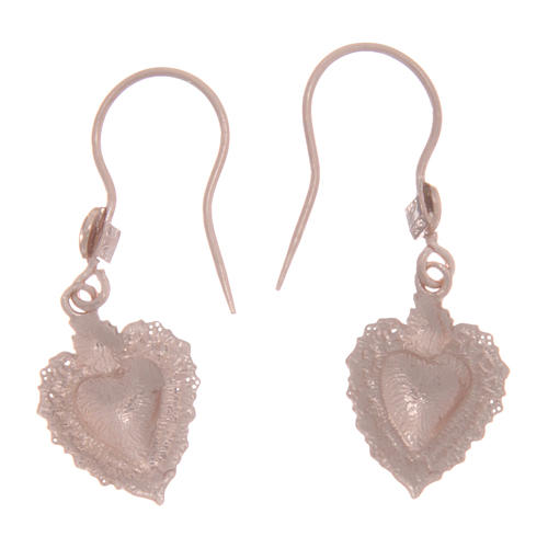 925 sterling silver earrings with rosè votive drilled heart 1,5 cm 2