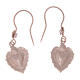 925 sterling silver earrings with rosè votive drilled heart 1,5 cm s2