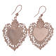 925 sterling silver earrings with rosè votive drilled heart 4 cm s2
