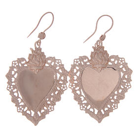 Orecchini argento 925 rosé cuore votivo traforato 4 cm