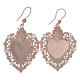Orecchini argento 925 rosé cuore votivo traforato 4 cm s2