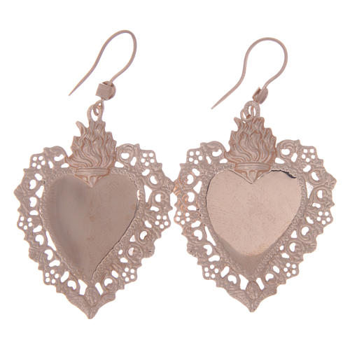 925 sterling silver earrings with rosè votive drilled heart 4 cm 2