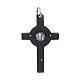 Horn cross with Jesus Christ image in rhodium 925 sterling silver and Saint Benedict medal black s2