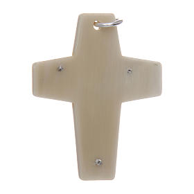 Croce corno Cristo argento 925 rodiato bianco