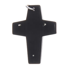 Horn cross with Jesus Christ image in rhodium 925 sterling silver black
