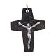 Horn cross with Jesus Christ image in rhodium 925 sterling silver black s1
