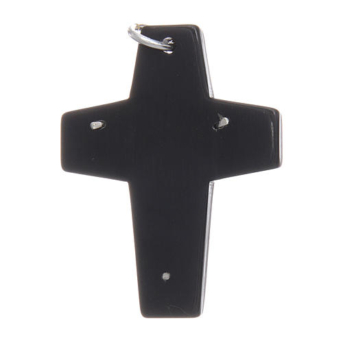 Croce corno Cristo argento 925 rodiato nero 2