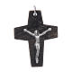 Croce corno Cristo argento 925 rodiato nero s1
