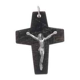 Cruz corno Cristo prata 925 radiada preto