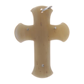 Croce in corno con Cristo argento 925 rodiato bianco
